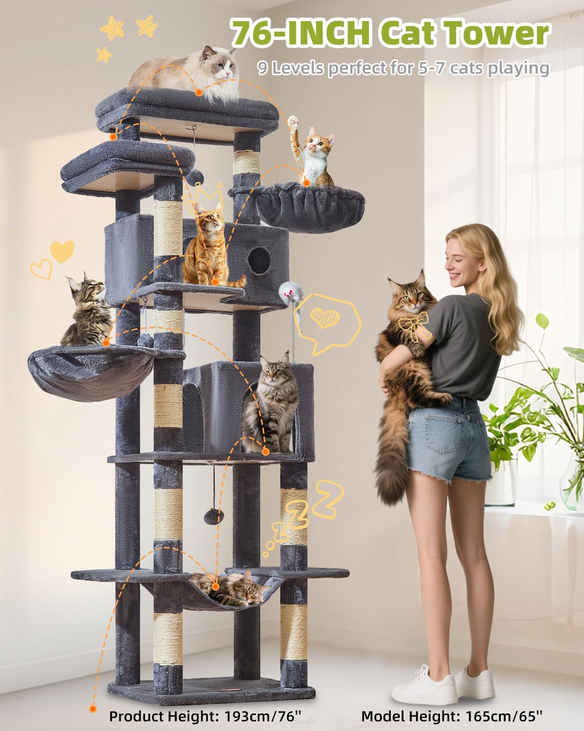 Detalle de Taoqimiao Cat Tree 193cm for big cats