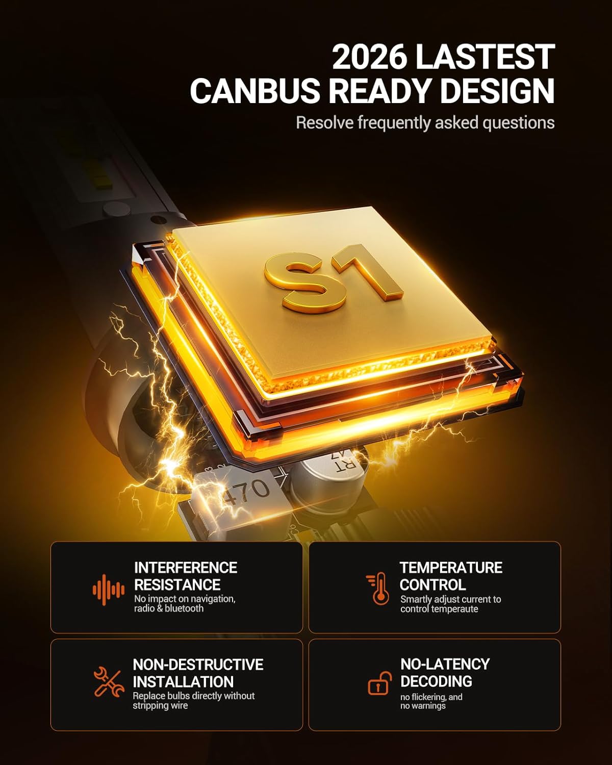 Thumbnail 5 de SEALIGHT H4 LED Headlight Bulbs (HB2/9003), 64000LM 60W, 6500K Cool White, Plug-and-Play, Fog Light Compatible Pack of 2