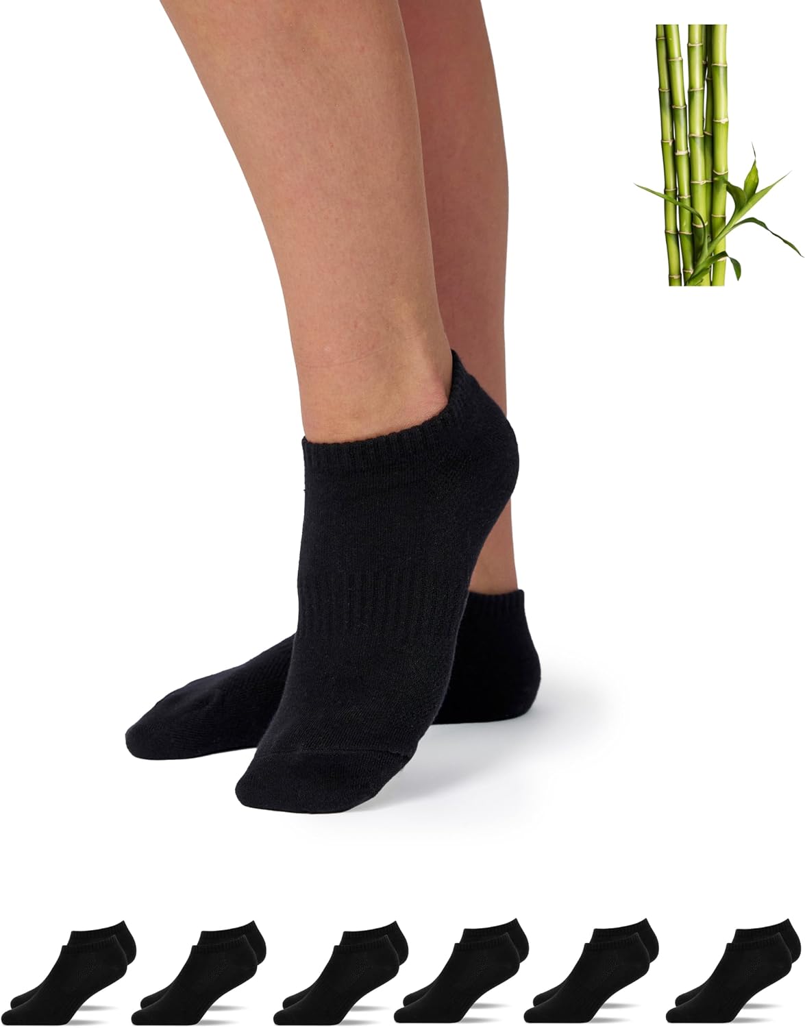 Detalle de Snocks Premium Bambus Sneaker Socken 6er Pack – für Herren & Damen, Gr. 35–50