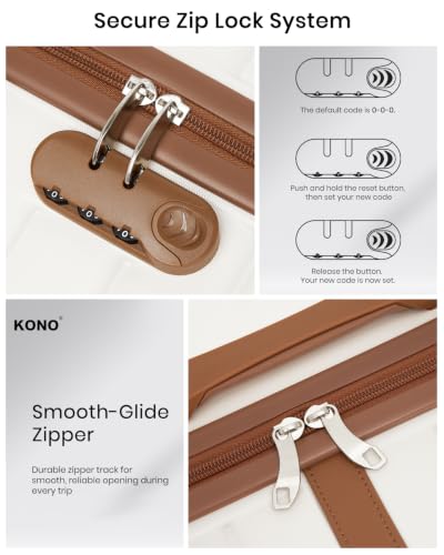 Thumbnail 7 de Kono Large Hard Shell Suitcase (28-Inch) – Lightweight ABS+PC, White
