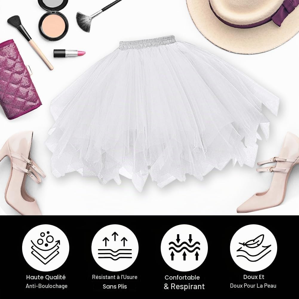 Detalle 1 de BSBUY tutu-rok met 3 lagen, elastische tailleband en polyester tule