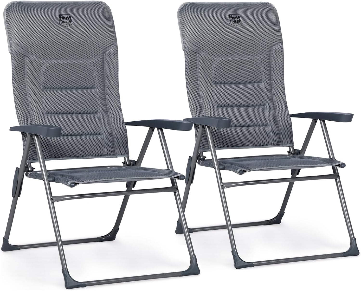 Detalle de TIMBER RIDGE 2er Campingstuhl Faltbar mit Hoher Lehne – Luxus gepolsterter Balkonstuhl, 150 kg Tragkraft