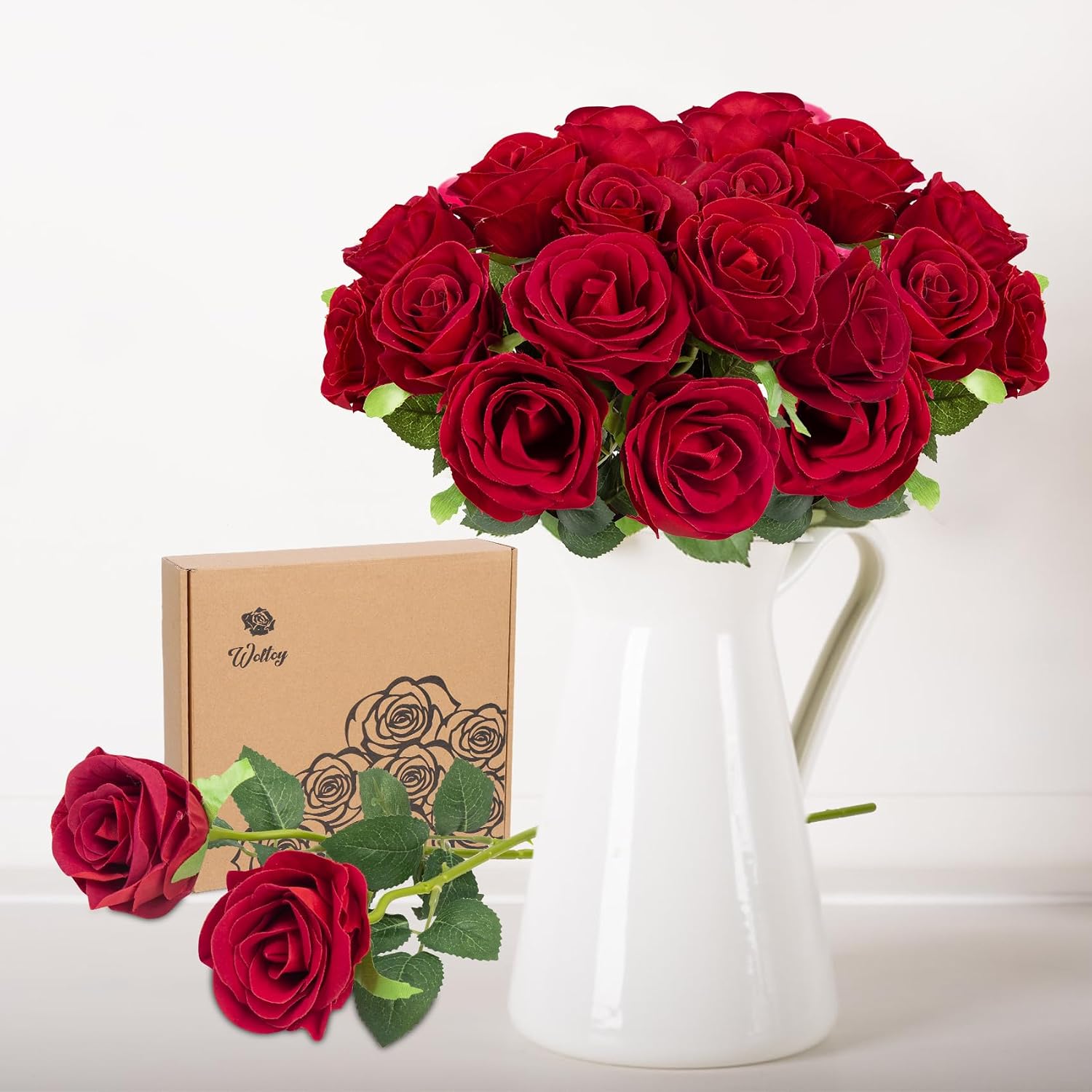 Detalle 2 de 12 pièces fleurs artificielles veloutées