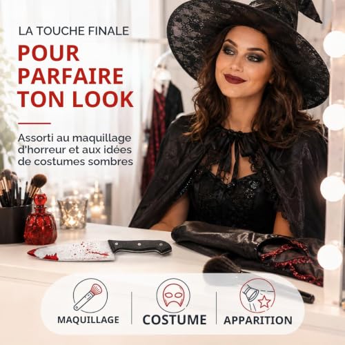 Thumbnail 7 de FASCHINFEVER Faux couteau d’Halloween, 34 cm, plastique léger et lame effet sang