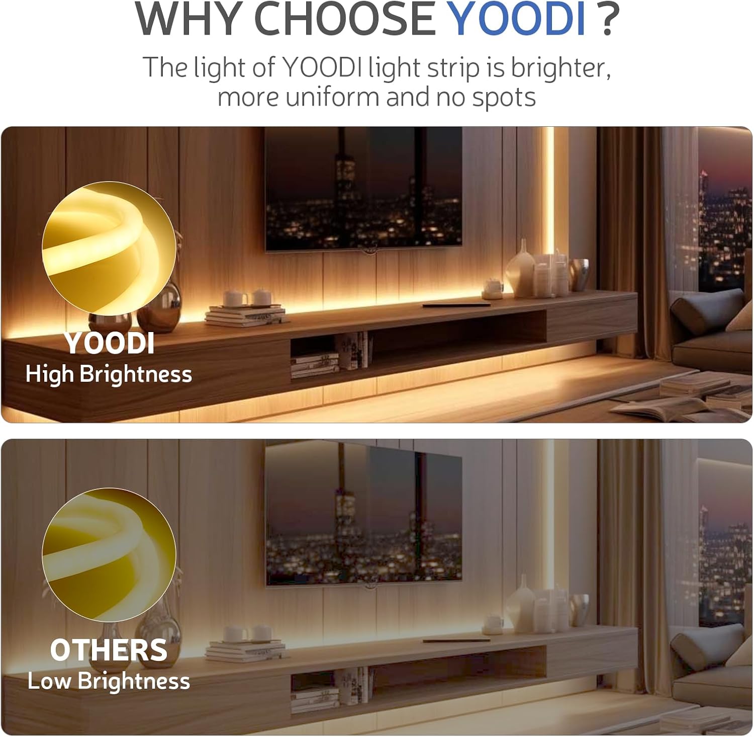 Detalle 1 de YOODI Neon LED-remsa 10 m, kallvitt 6000 K, IP65 och 230 V