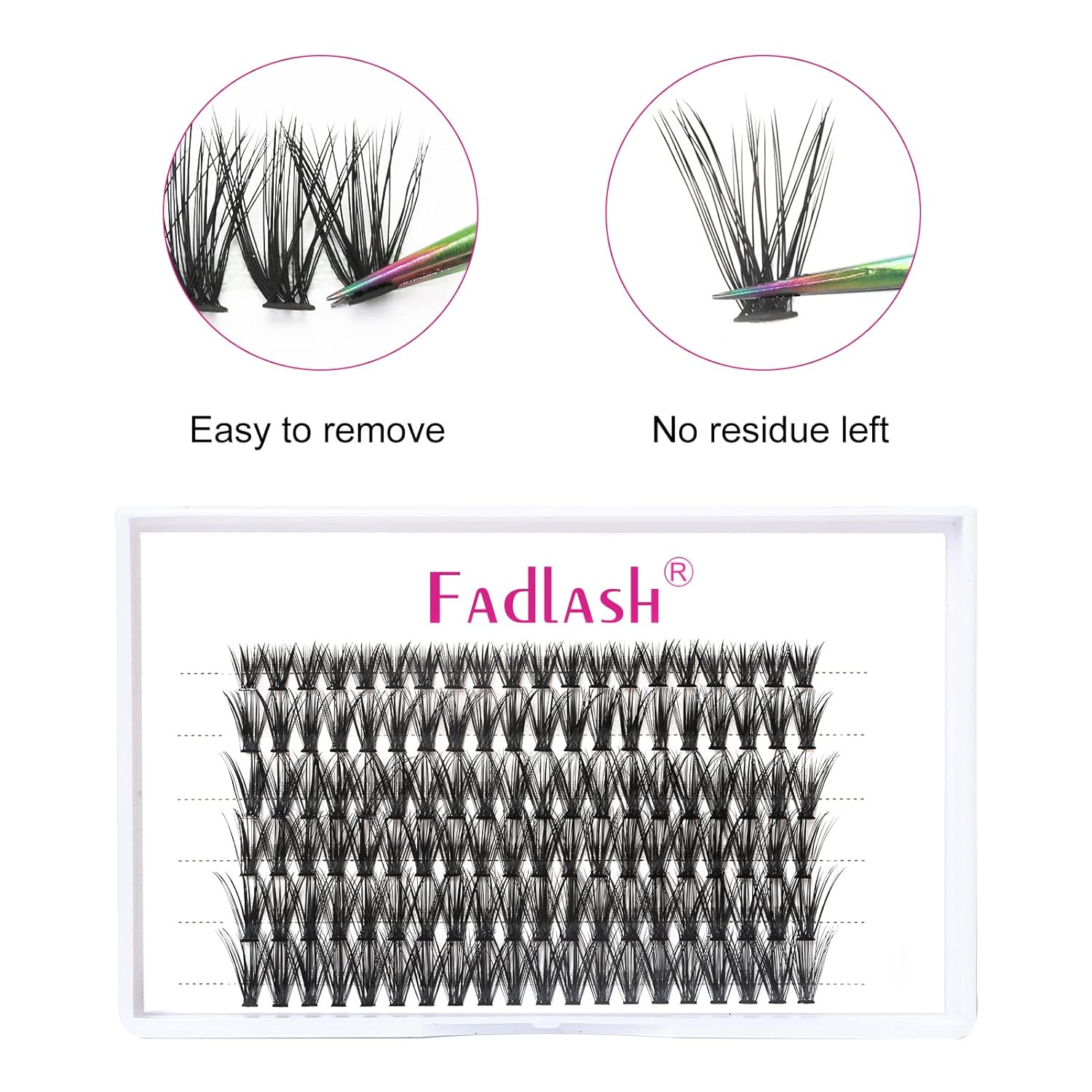 Detalle de Fadlash Cluster Wimpern (40 Wurzel) D Curl 0,07 mm – 12 mm, mittlere Länge, 120 pcs für DIY