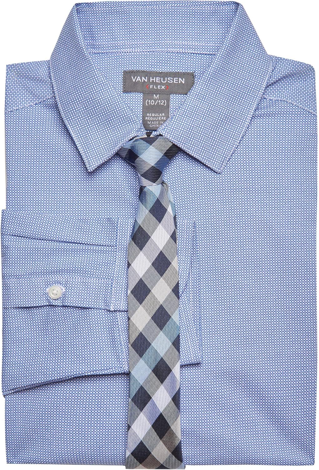 Detalle 2 de Van Heusen Boys' Long Sleeve Dress Shirt with Clip-On Plaid Tie Set