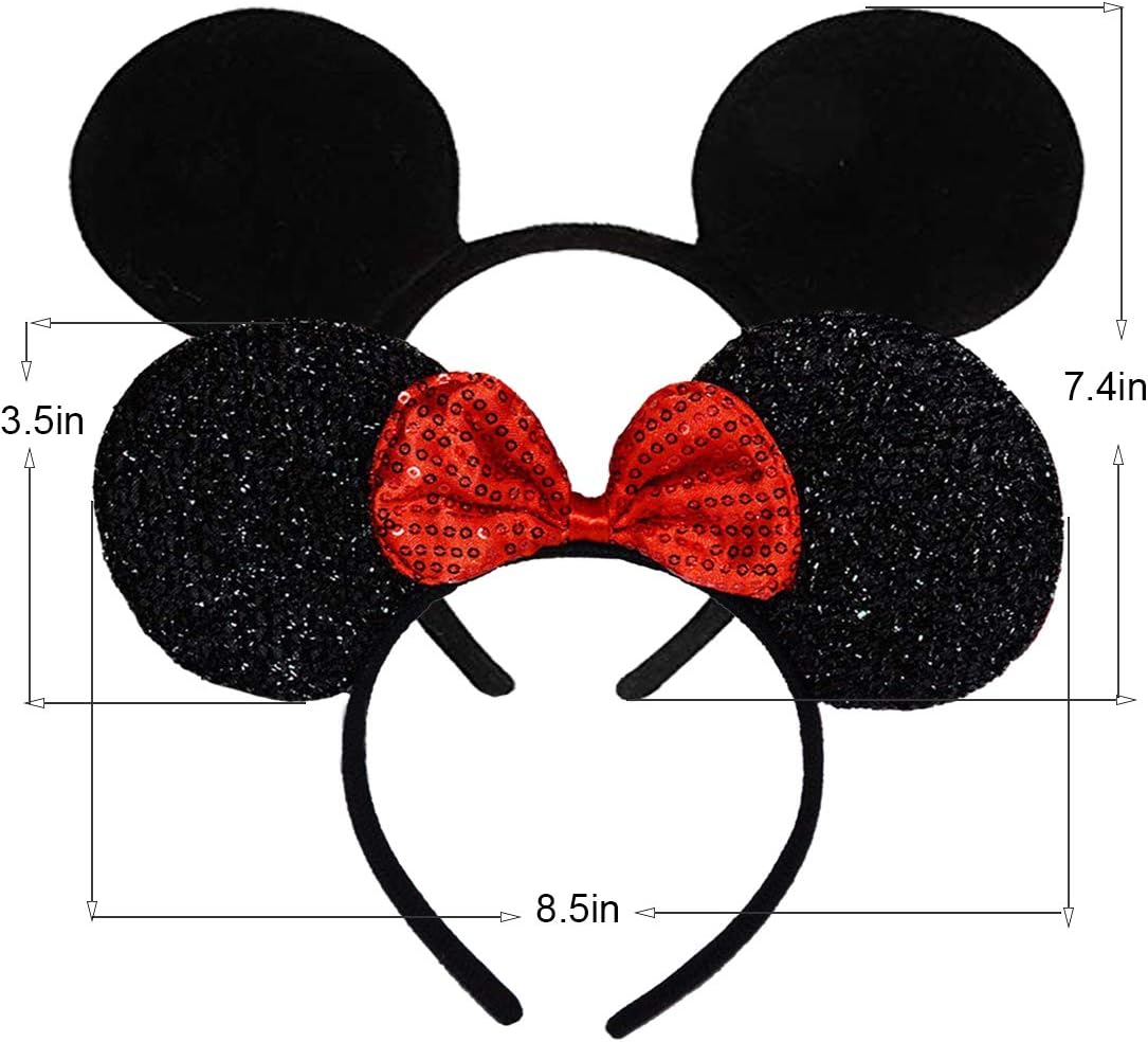 Detalle 2 de FANYITY Mouse Ears Headbands, 2-Piece Set with Polka-Dot Bows