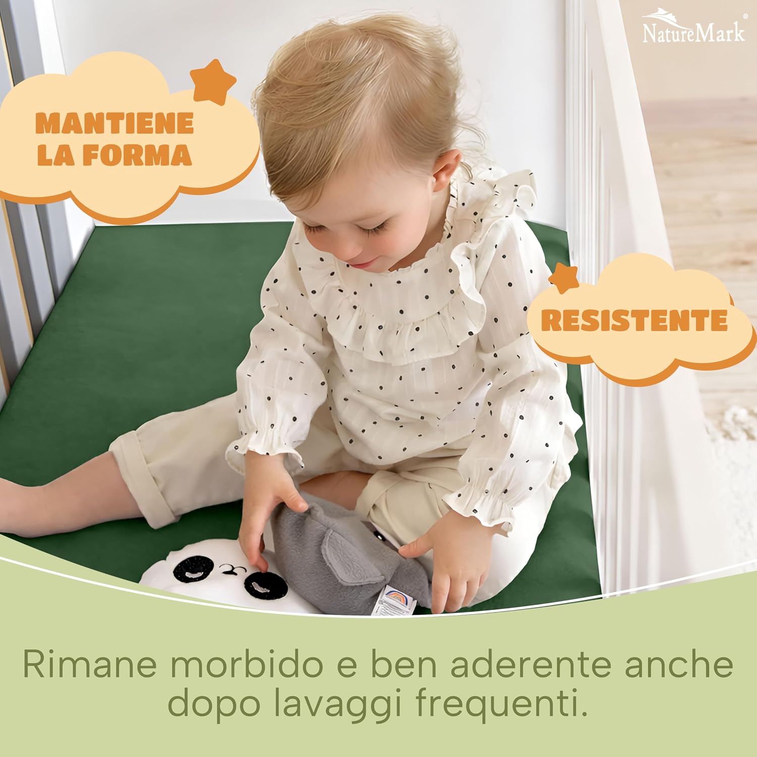 Thumbnail 6 de NatureMark Lenzuolo con angoli elasticizzati 70x140 cm – set da 2 in jersey di cotone 100% verde scuro