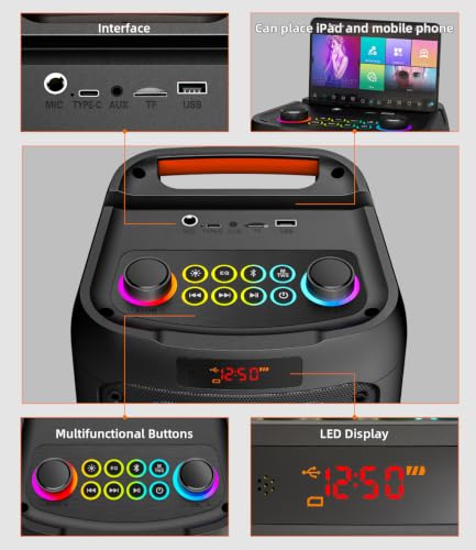 Thumbnail 8 de Gesnada K68: Máquina de Karaoke con 2 micrófonos inalámbricos y Altavoz Bluetooth