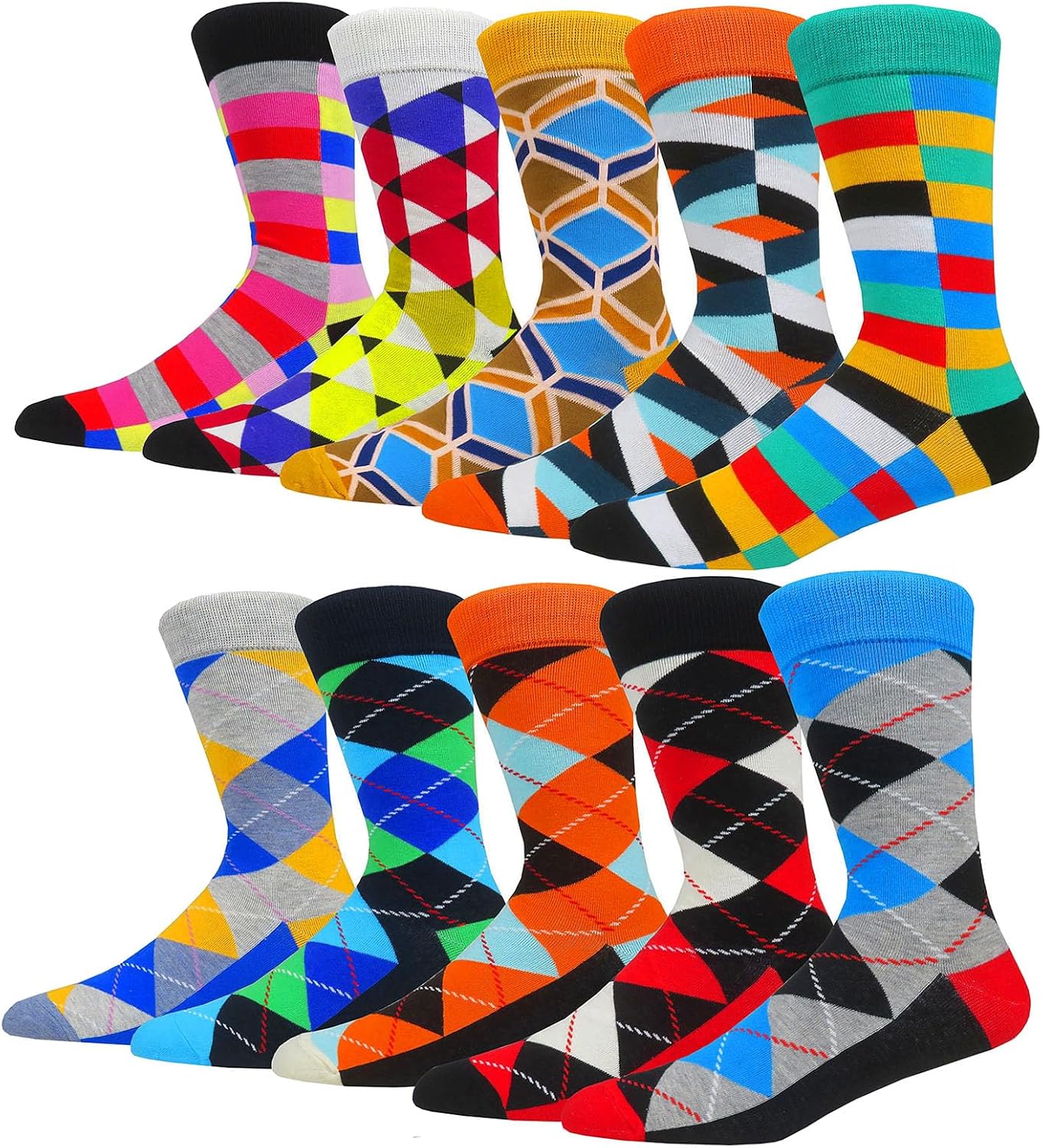 Detalle 2 de HIWEAR Mens Socks colourful novelty cotton multipack