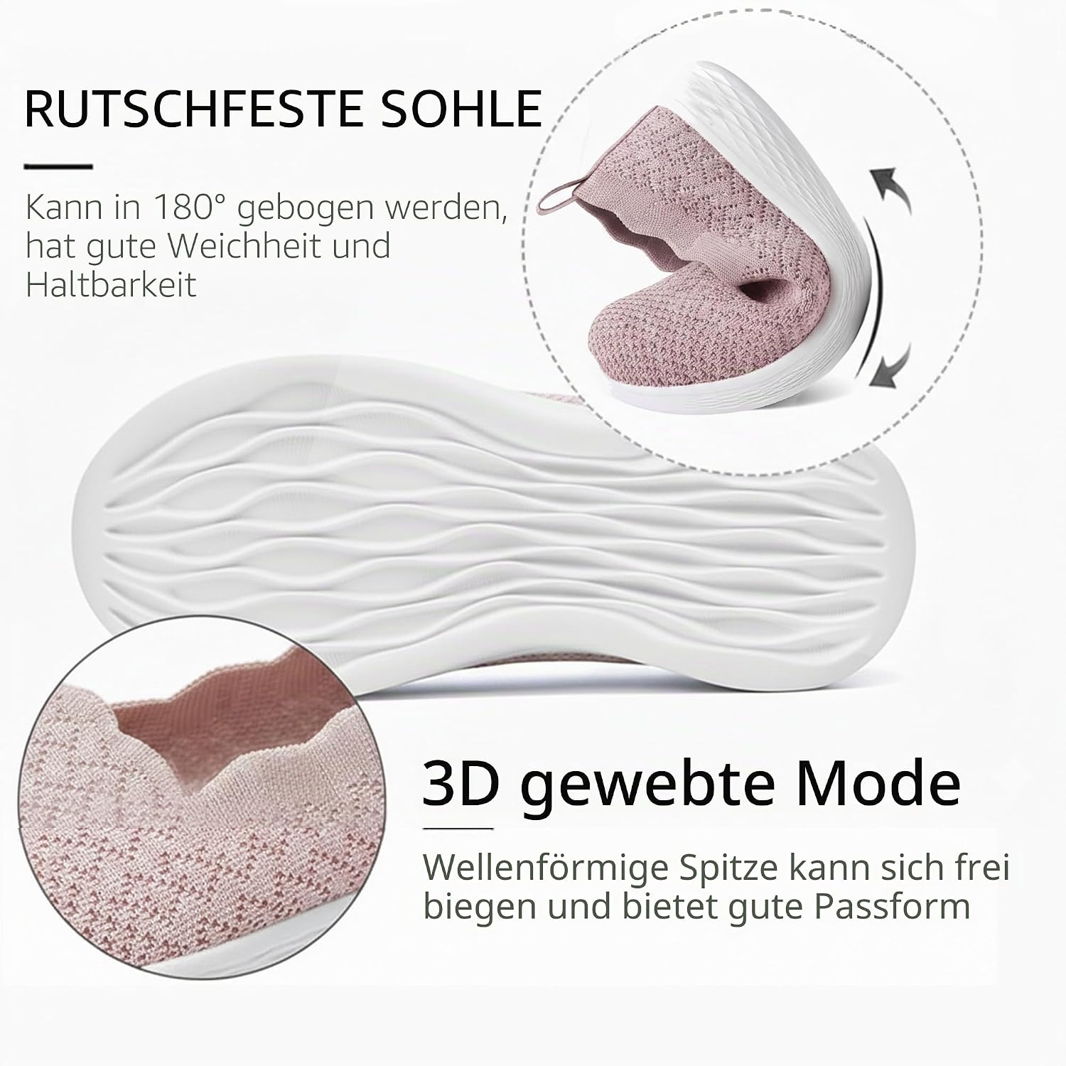 Detalle de Puxowe Damen Slip-On Sneaker – Leichte, atmungsaktive Freizeitschuhe für Alltag und Freizeit