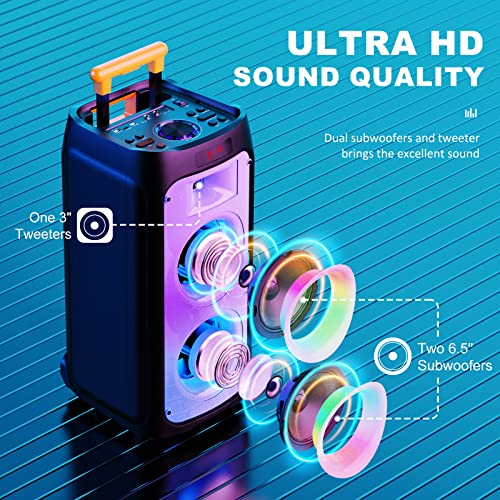 Detalle de JYX Karaoke Profesional 500W con 2 Micrófonos Inalámbricos: karaoke móvil para fiestas