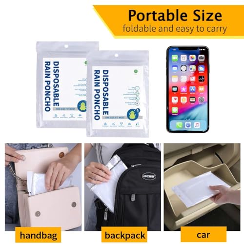Detalle de Opret Disposable Rain Ponchos 5 Pack for Kids – Emergency Raincoats