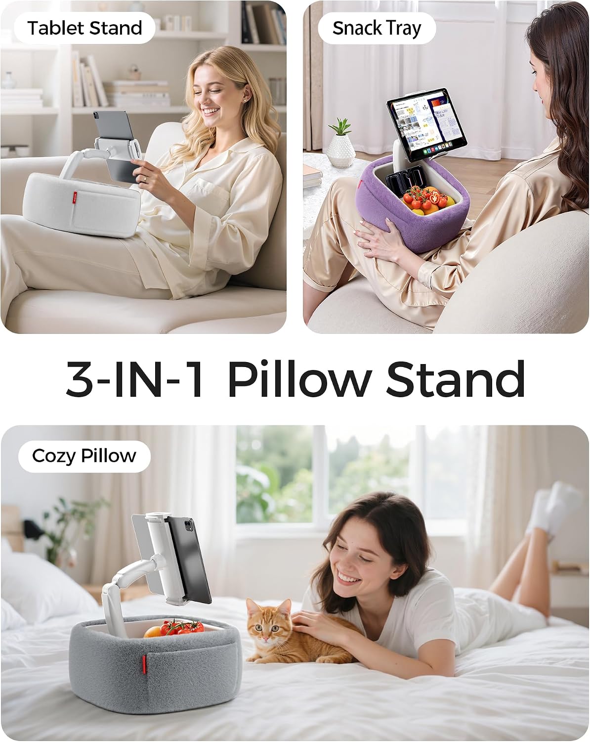 Detalle 2 de LULULOOK Tablet Pillow Stand for Kindle and iPad, 360° Adjustable, White
