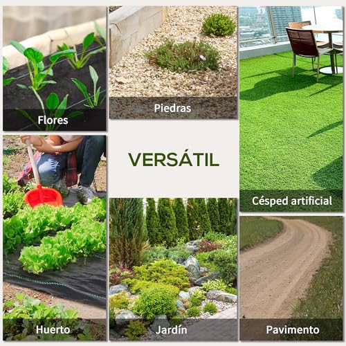 Detalle 2 de Outsunny Malla antihierbas y antimaleza de geotextil 1x100 m (60 g/m²) para jardín, terraza y patio