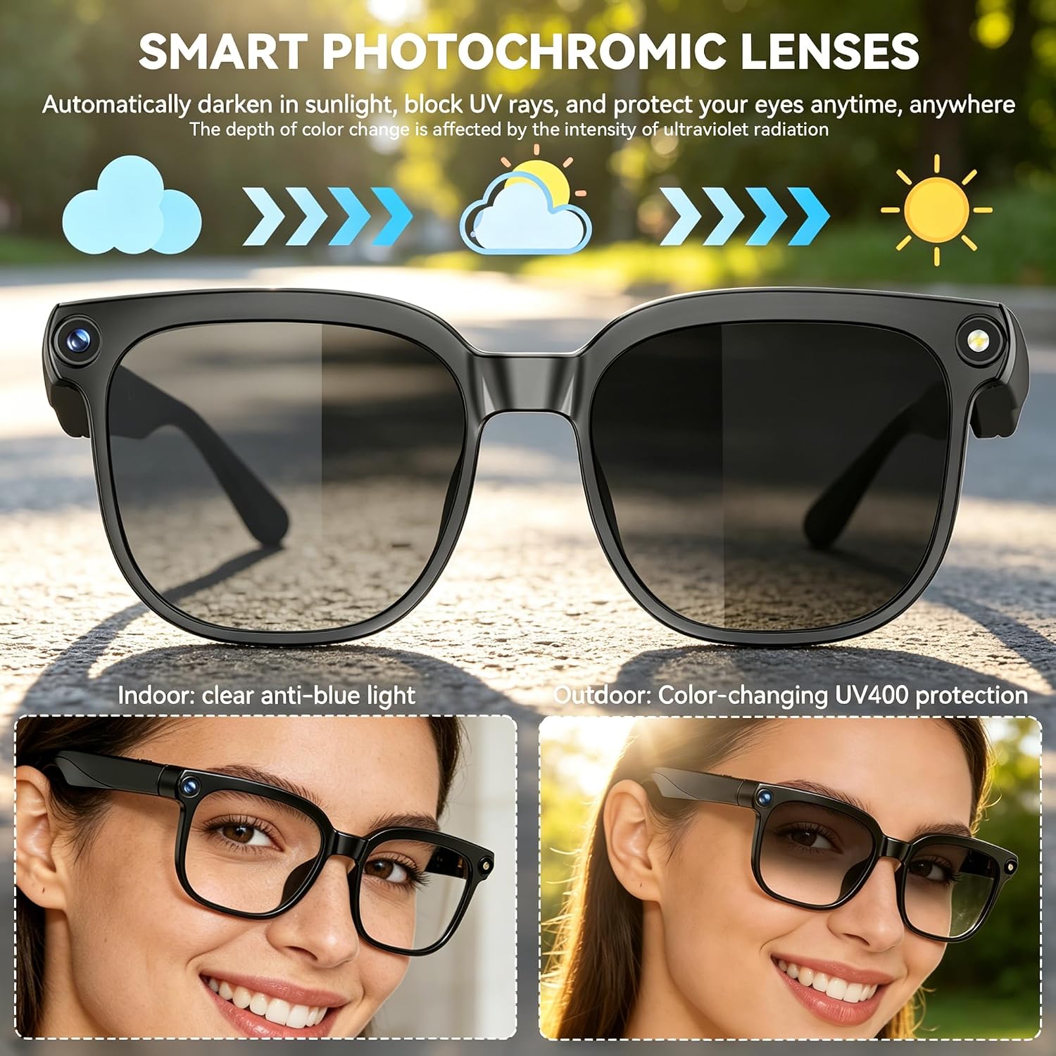 Thumbnail 4 de AI Smart Glasses with Camera, 8MP HD Capture, 1080P Video, and Real-Time Translation