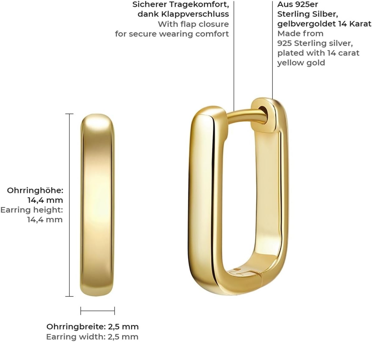Detalle de Glanzstücke München Créoles pour Femme en Argent sterling plaqué Or jaune 9… (925/ argent)
