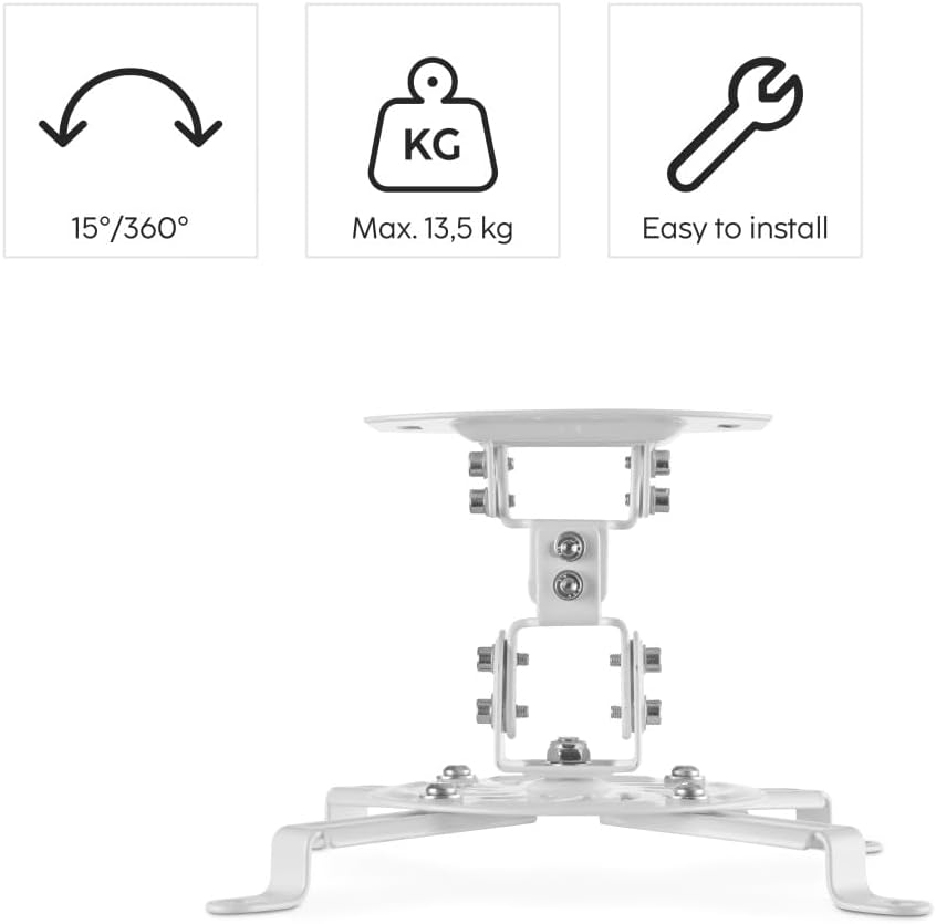 Thumbnail 1 de Hama Beamer Deckenhalterung 360° schwenkbar & neigbar (für Beamer bis 13,5 kg) – weiß