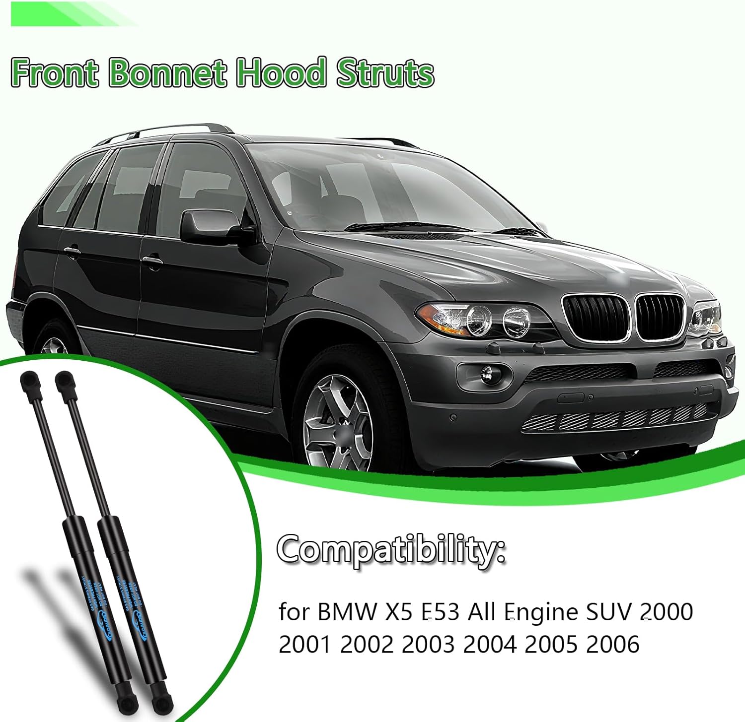 Thumbnail 1 de Koaudb 2X Front Bonnet Gas Struts for BMW X5 E53 (2000–2006) – Replacement Hood Lift Supports