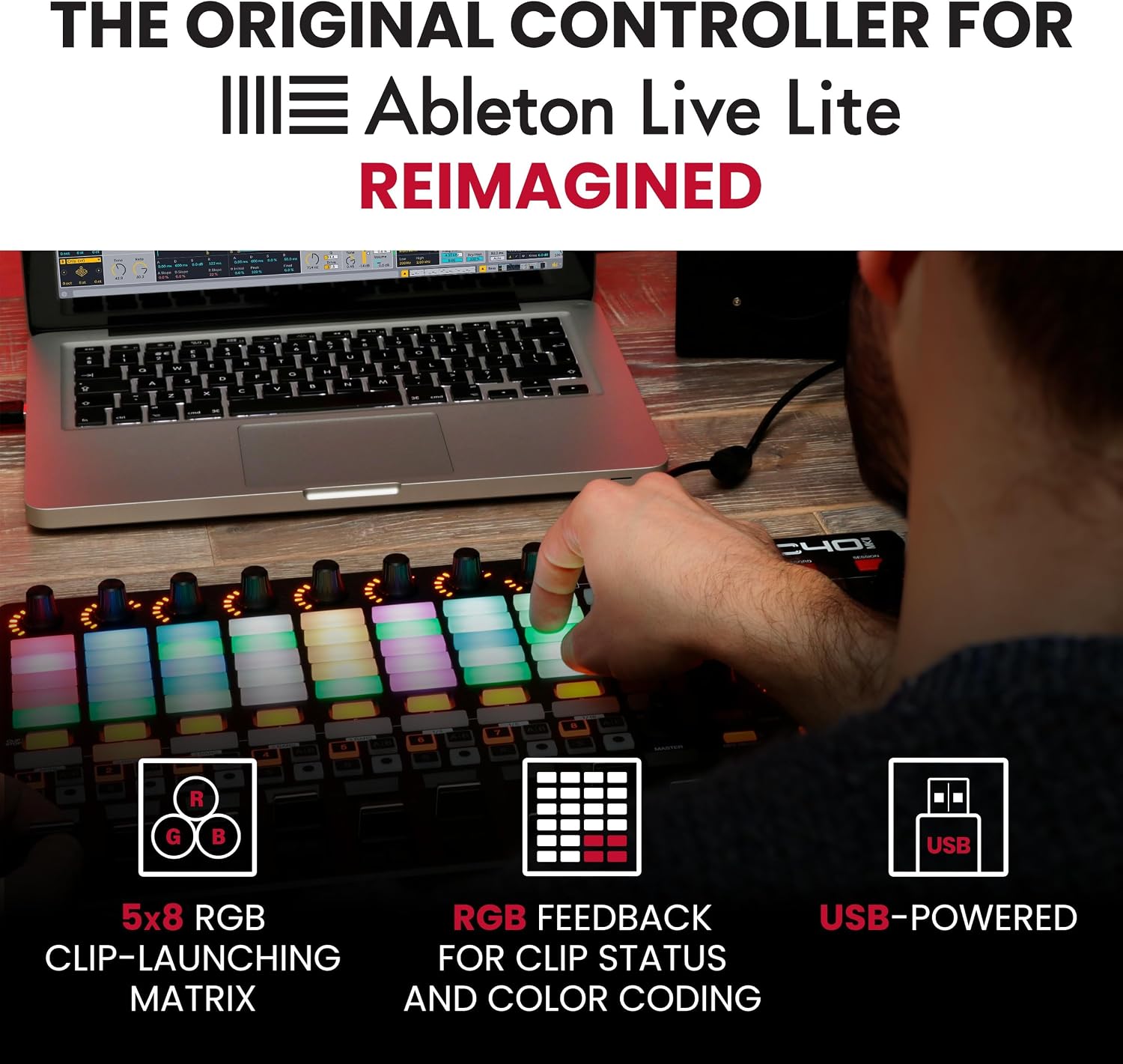 Detalle de Akai Professional APC40 MKII USB MIDI Controller with 5x8 RGB Clip Grid
