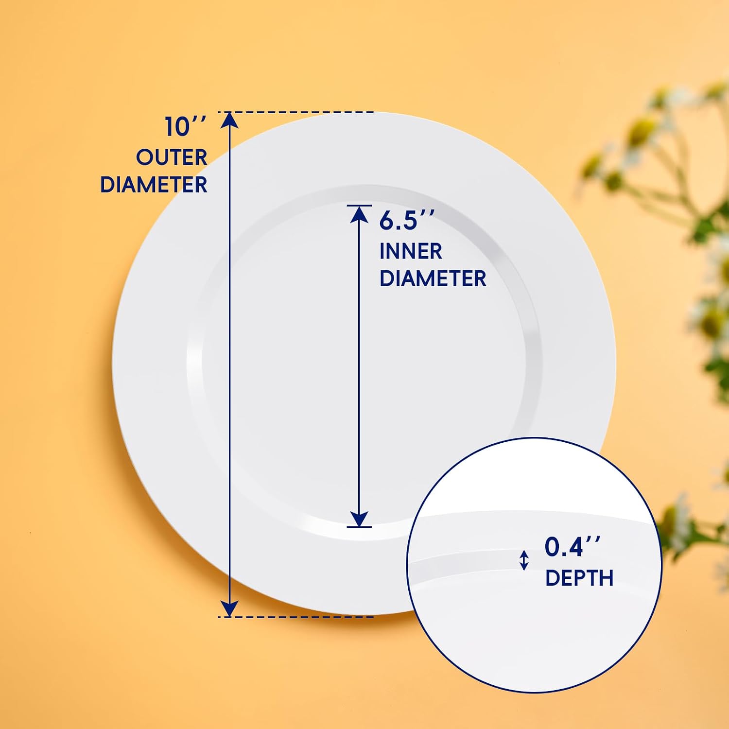Thumbnail 1 de JOLLY CHEF 100-Piece 10-Inch White Plastic Plates — Elegant Disposable Dinnerware for Weddings and Parties