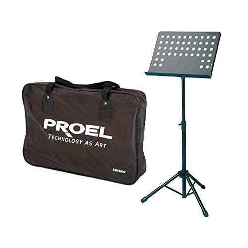 Detalle 1 de Proel RSM360M – Leggio musicale professionale con appoggi Spartiti preforato e borsa (Nero)