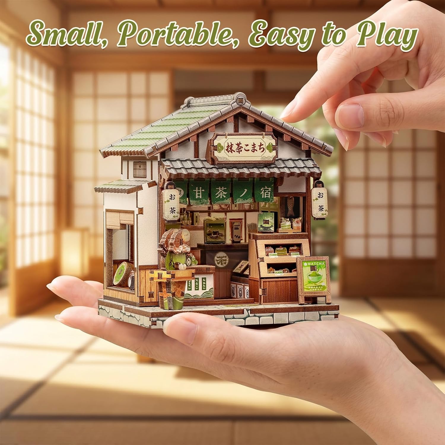 Detalle 2 de Cutefun Kit Casa in Miniatura DIY – Kyoto Matcha Cottage: Book Nook Giappone in legno, 128 pezzi