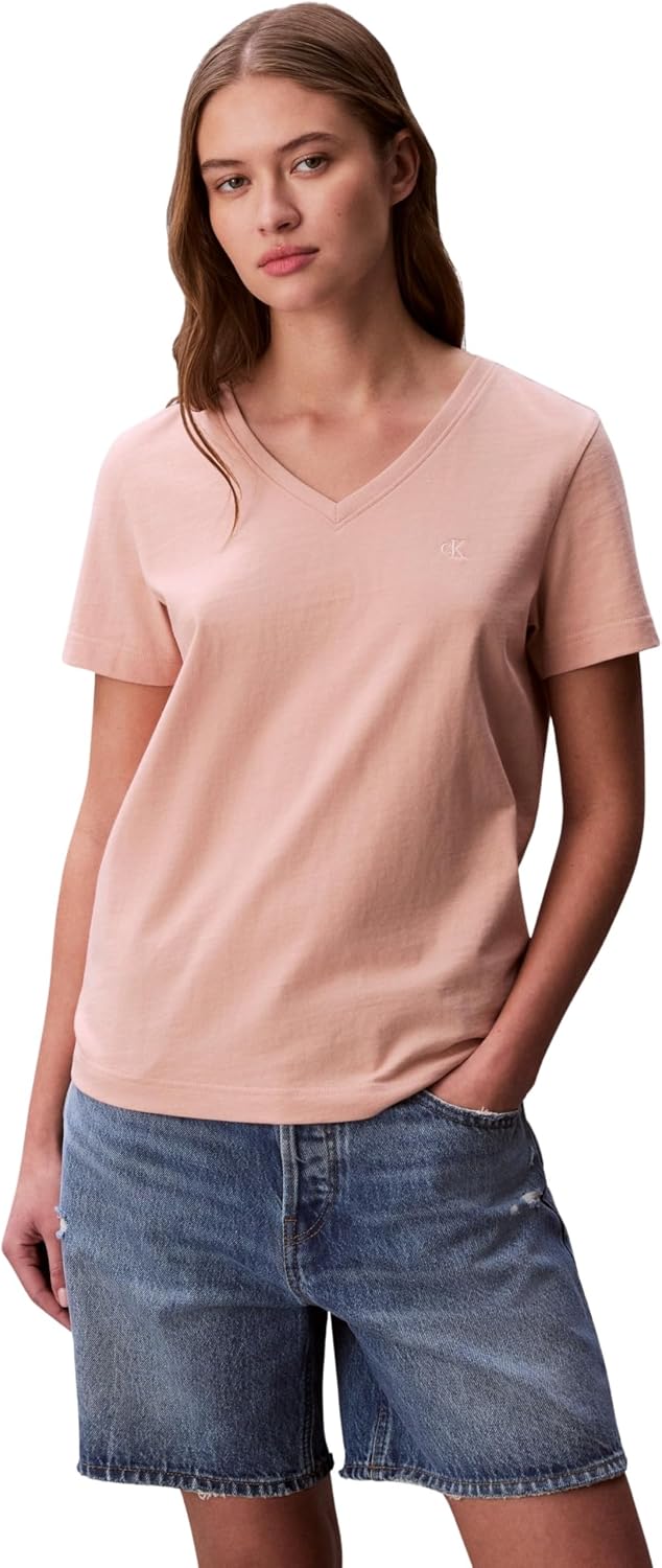 Detalle de T-shirt manches courtes femme Calvin Klein Archive Jersey Tee à col en V