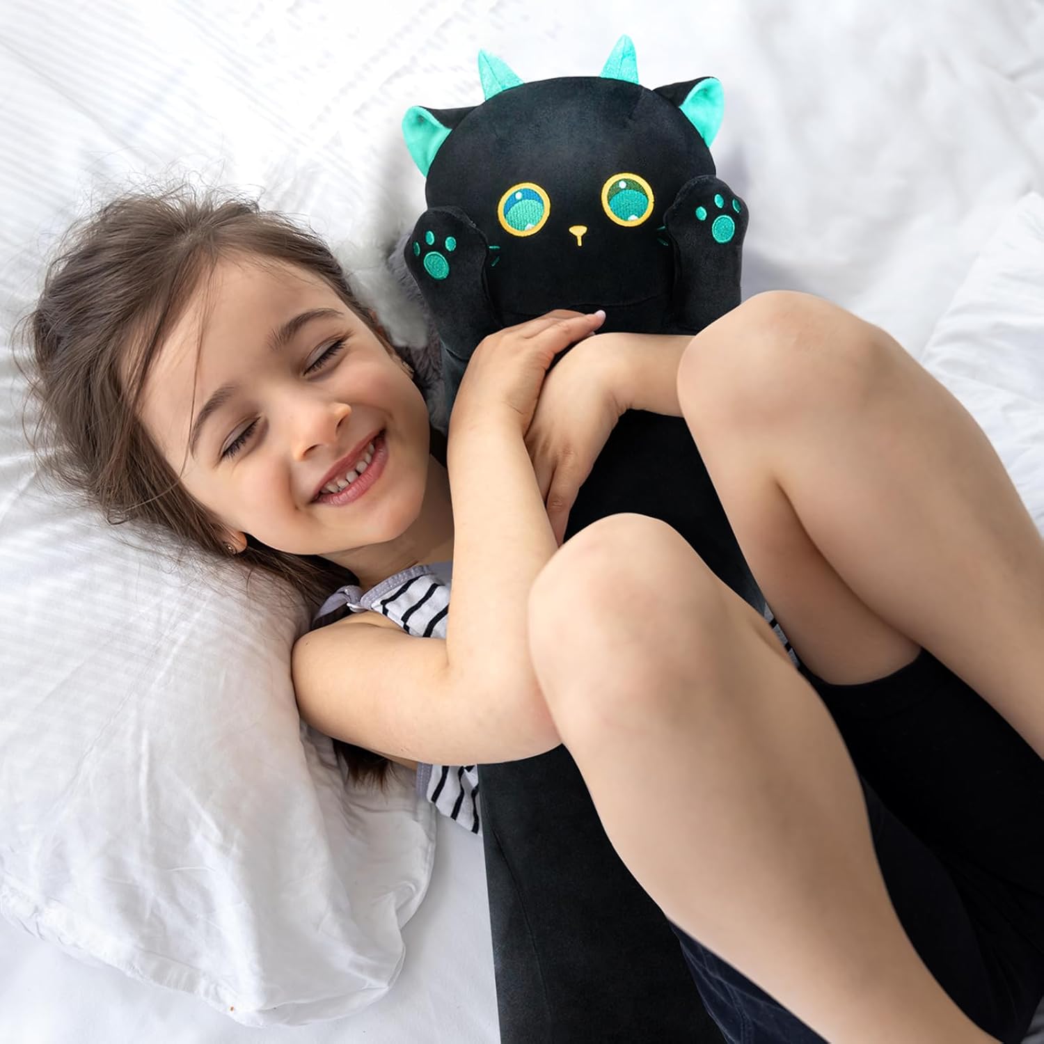 Detalle 2 de Mewaii 50CM Chat Peluche Kawaii – Coussin Long Oreiller Doux etConfort pour Cadeau
