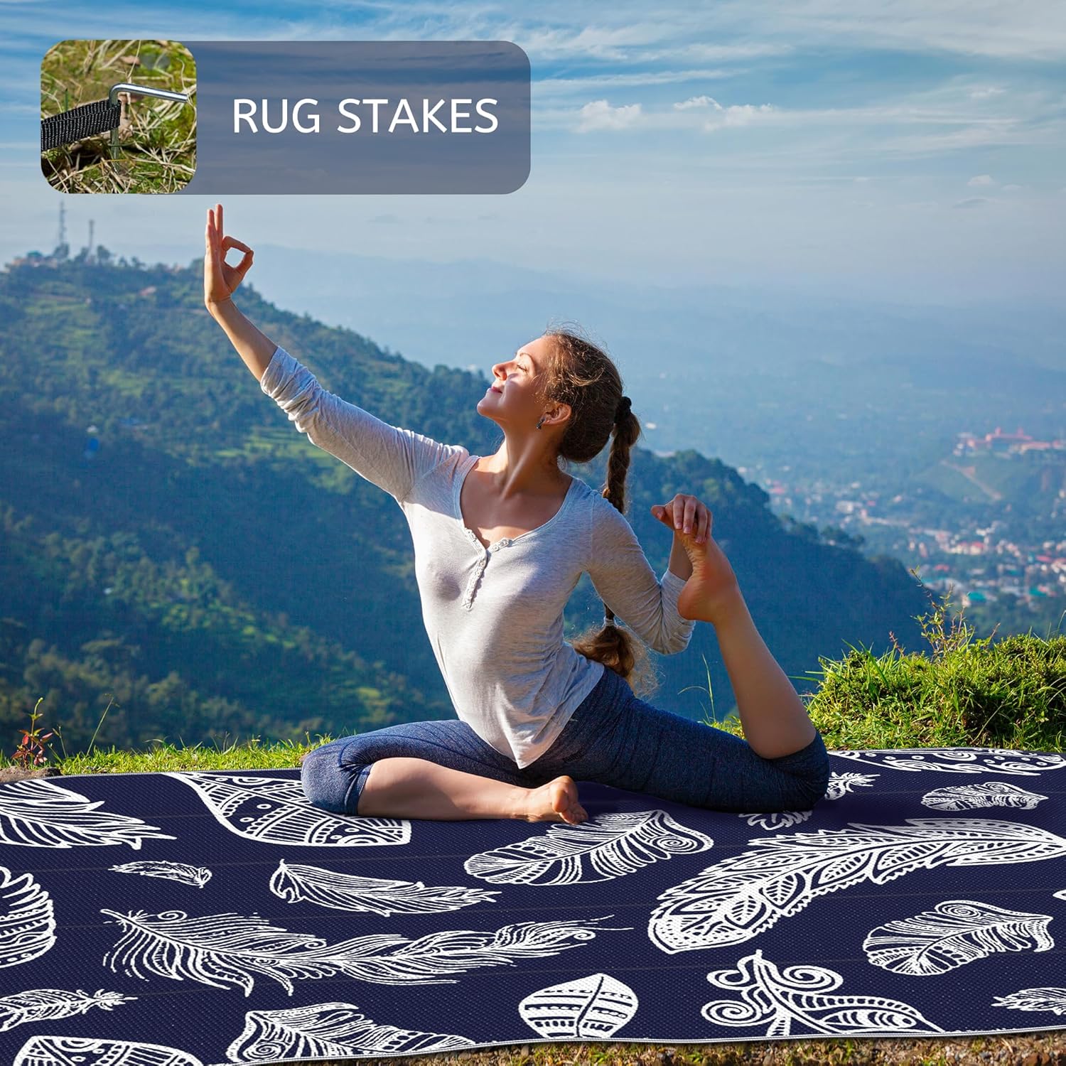 Detalle 2 de GENIMO Outdoor Rug 180x275cm – Waterproof & UV Resistant Patio Mat 🧩