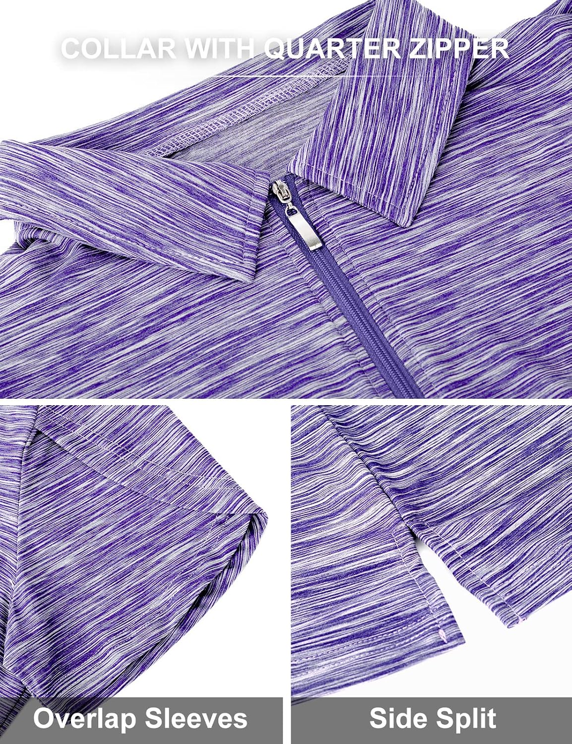 Detalle 2 de Viracy Women’s Golf Polo Shirt, 1/4-Zip, Overlap Sleeves and Quick-Dry Stretch