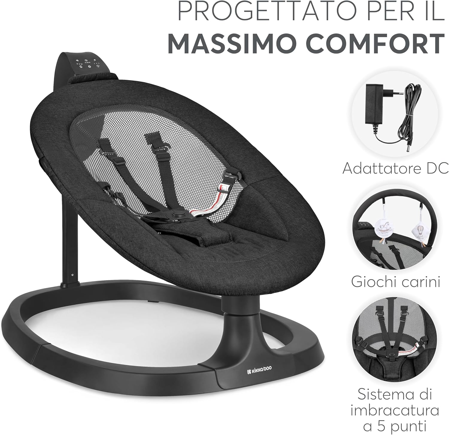 Thumbnail 5 de KikkaBoo Sdraietta Neonati Elettrica ZAZU: dondolo e seggiolino 2-in-1 per crescita serena