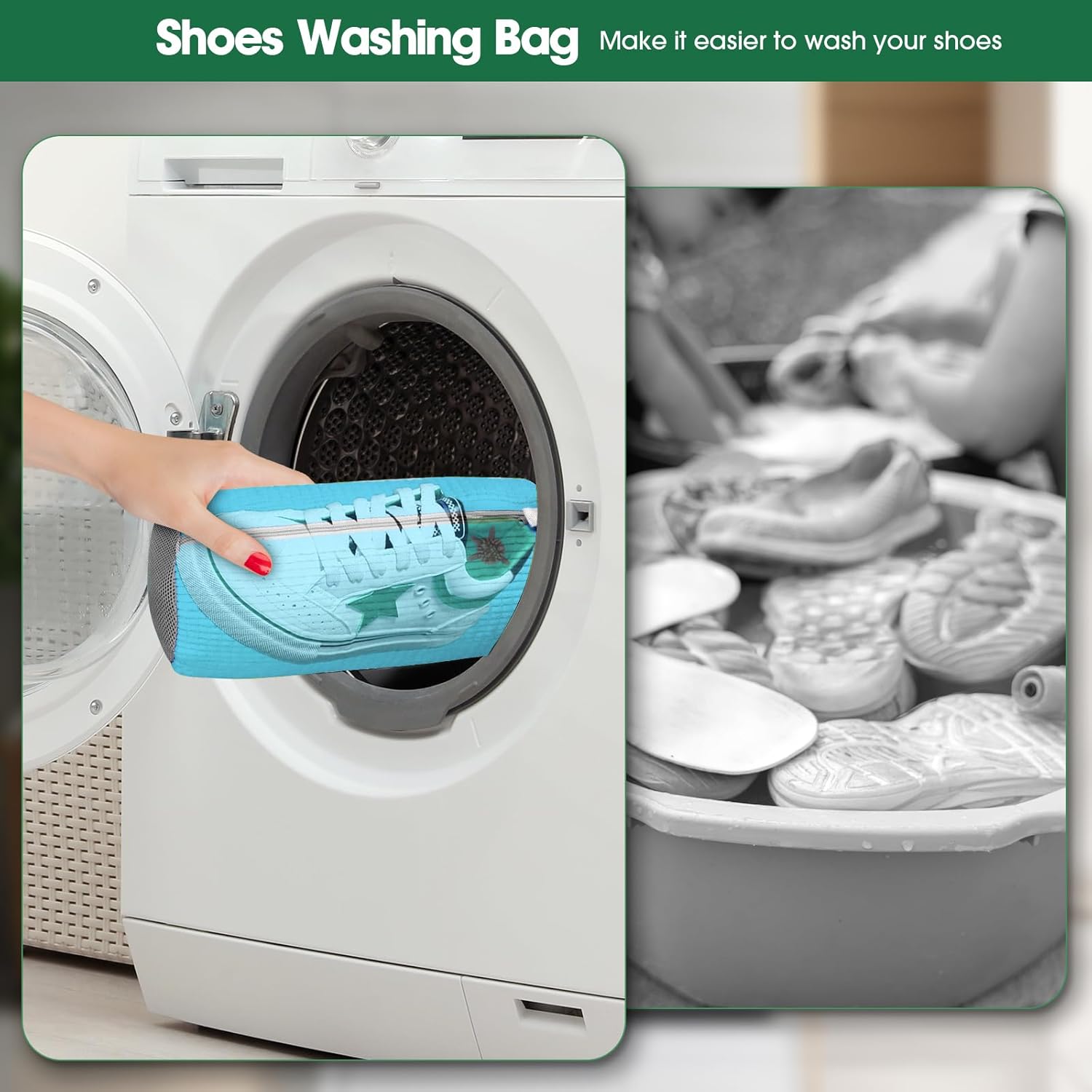 Thumbnail 1 de Shoe Washing Machine Laundry Bag – 2 Pack with Zipper Protection and 10 Washer Balls