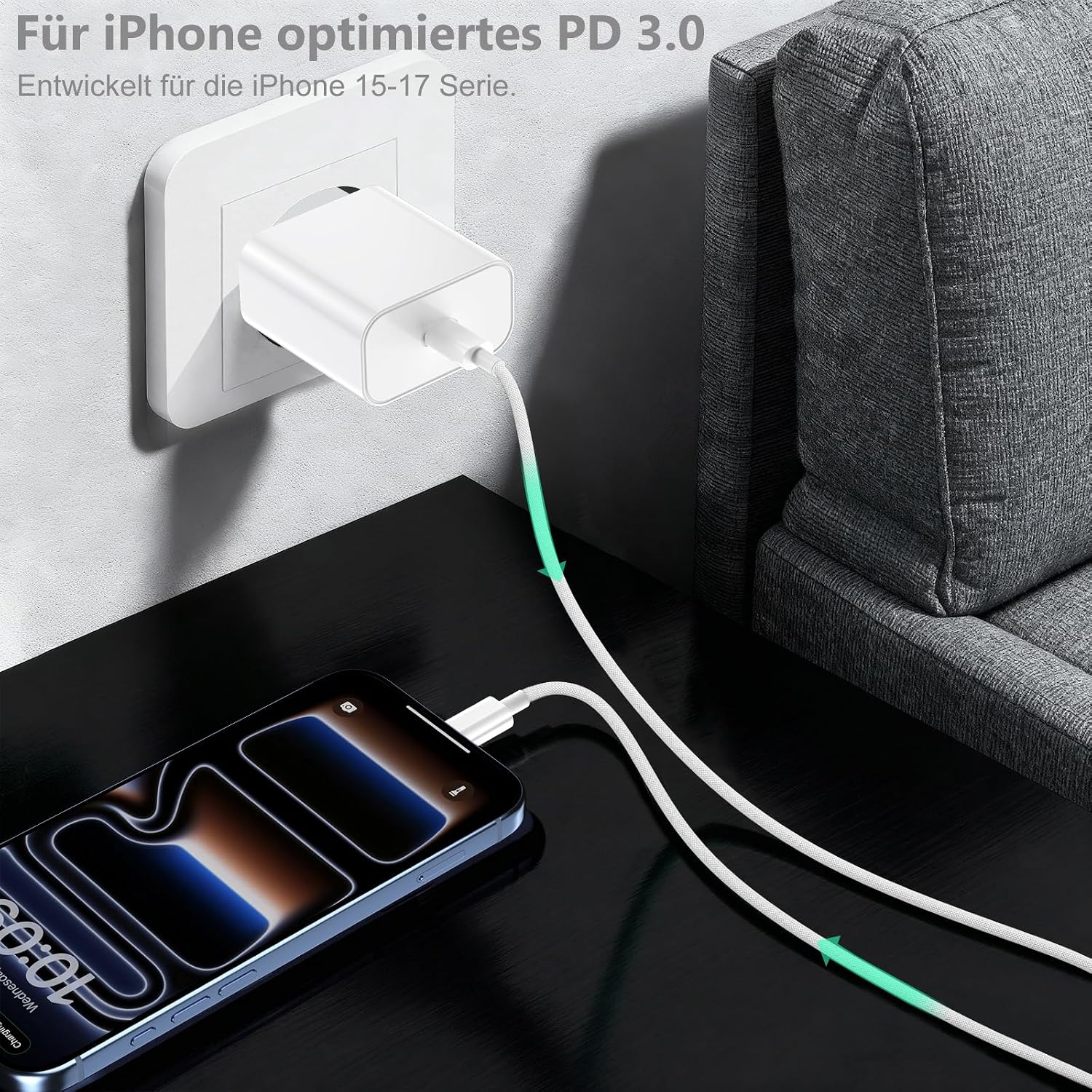 Thumbnail 4 de 25W USB C Schnellladegerät mit Kabel 1 m