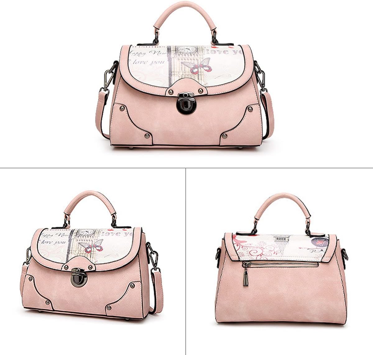 Thumbnail 2 de BUKESIYI Donna Borsa a Tracolla e a Mano Rosa (PU) con tracolla regolabile 120 cm – modello IT77101