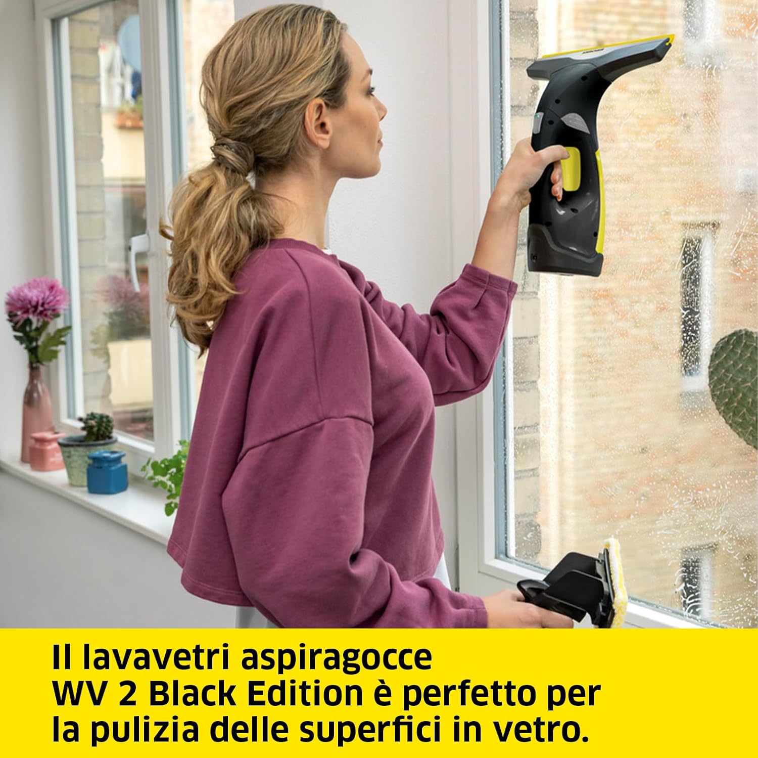 Detalle de KÄRCHER WV 2 Black Edition: lavavetri senza fili per vetri, piastrelle e superfici lucide