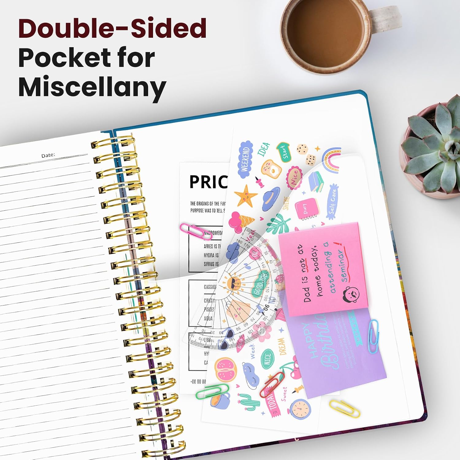 Thumbnail 5 de Taja Large Spiral Notebook, Tulip Fields, 280 Pages, 5 Removable Dividers
