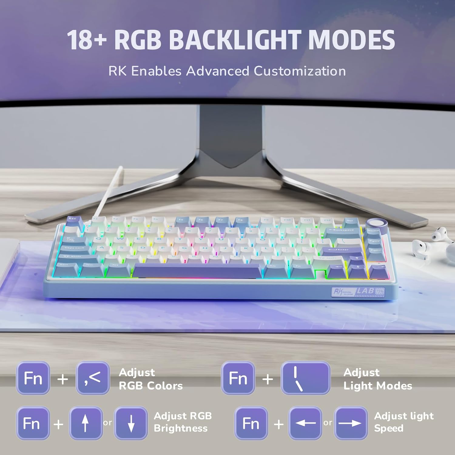 Thumbnail 6 de RK ROYAL KLUDGE R75 Mechanical Keyboard with Volume Knob – 75% Layout, Gasket Mount, Red Switches, US Layout