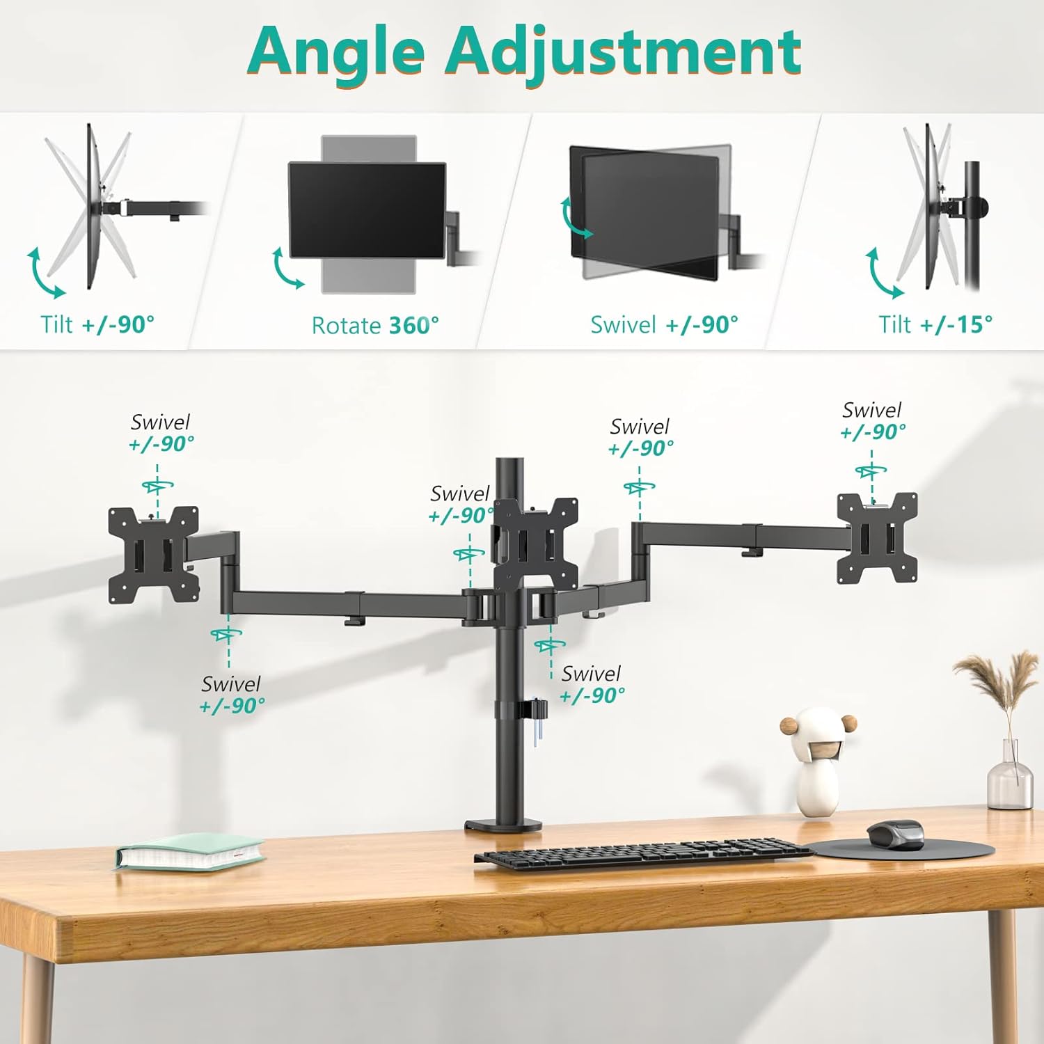 Detalle 2 de WALI M003S Triple Monitor Mount 27"