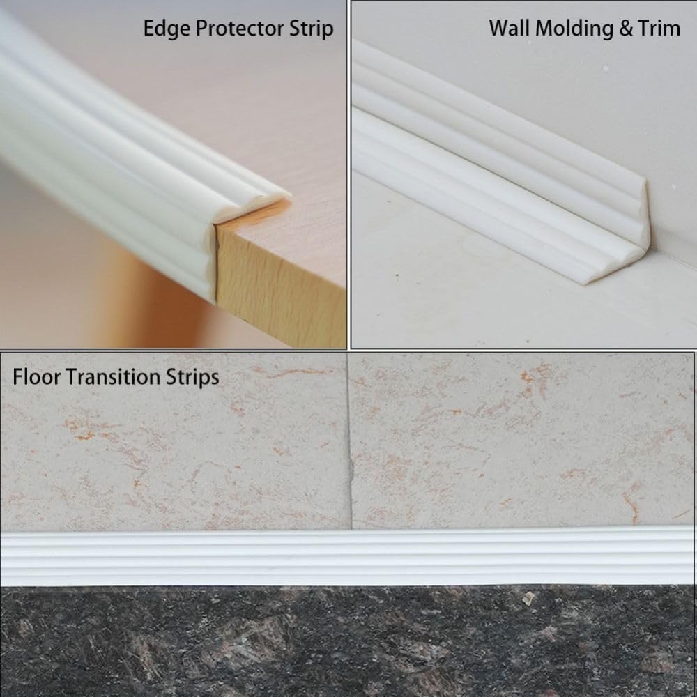 Detalle de Zayejod corner protector flexible edging trim, white TPE, 2m