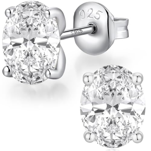 Detalle de jiamiaoi Pendientes de circonita para hombre y mujer en plata S925 con baño de oro blanco