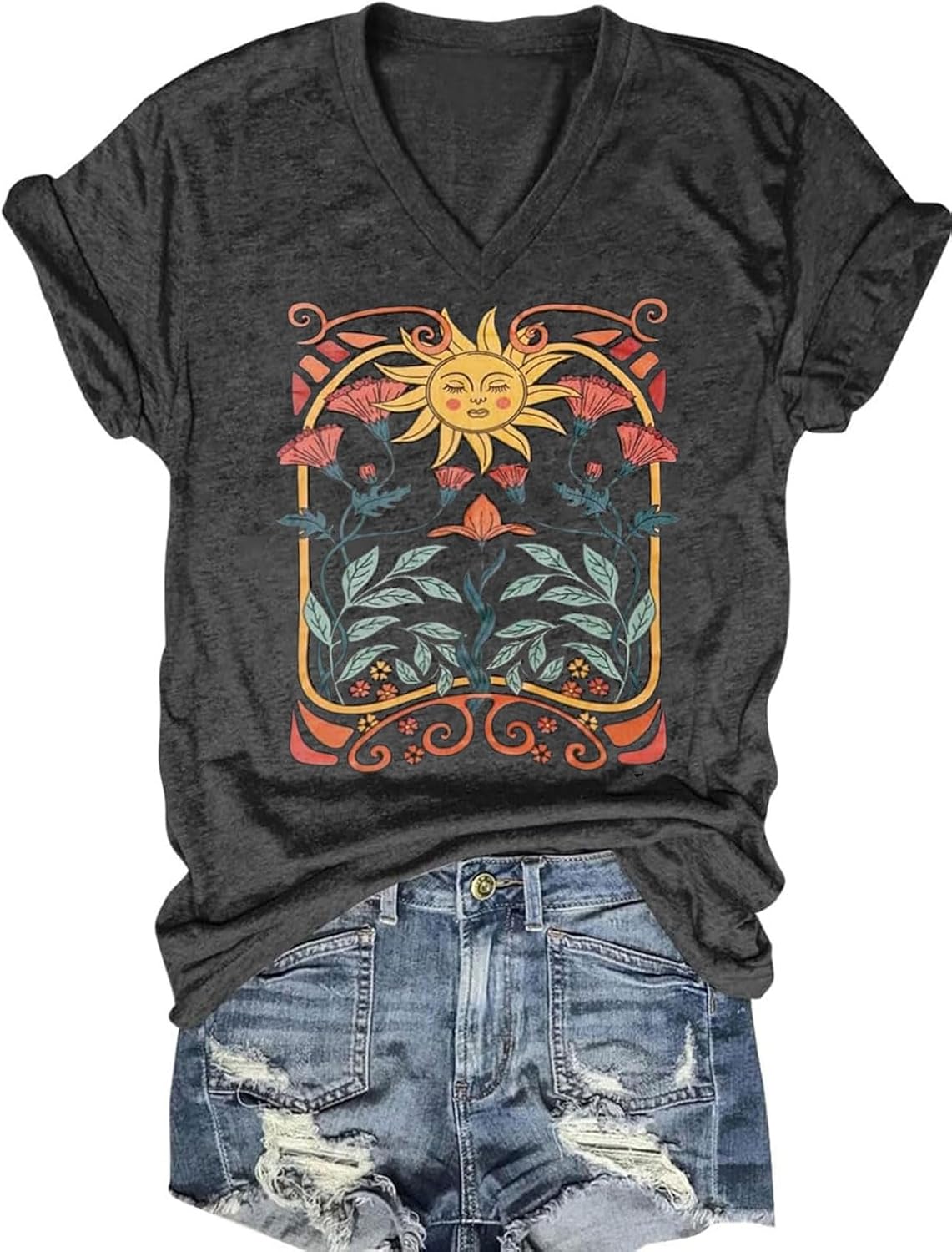 Detalle de Women's V-Neck Dragonfly Tee: Cute Summer Graphic Shirt