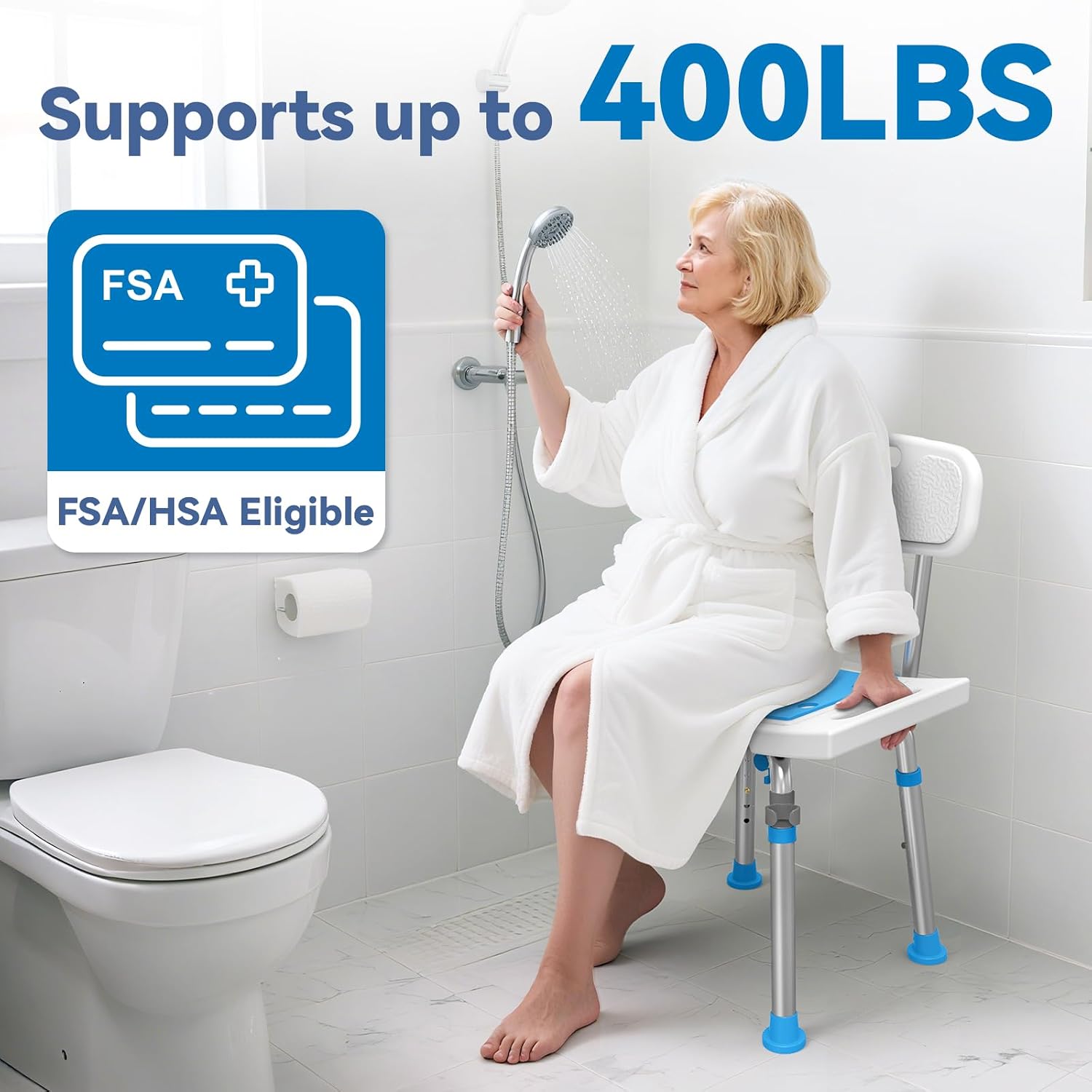 Detalle 2 de Loyoda Shower Chair Adjustable Height, 400 lb capacity