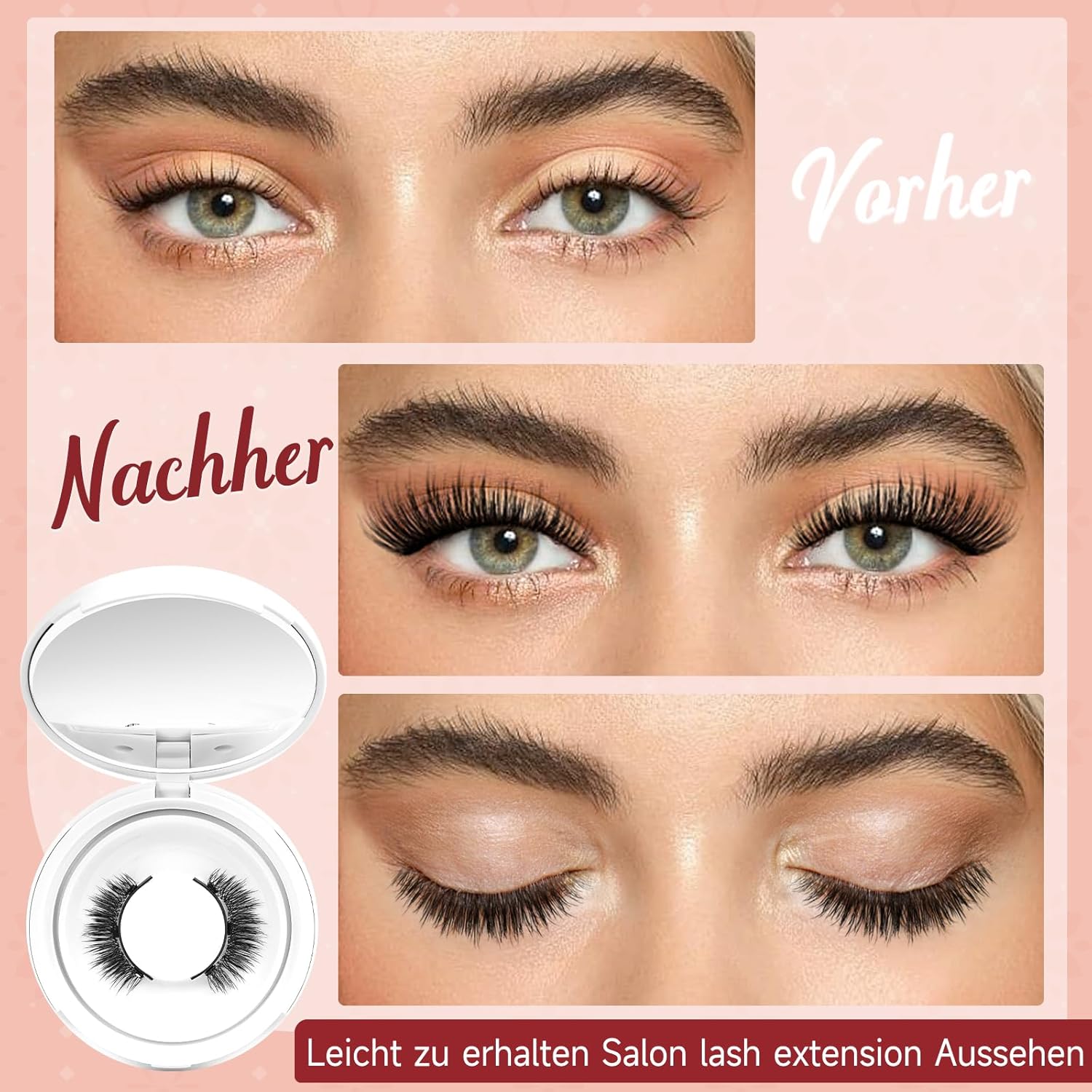 Detalle de Higu clace magnetische Wimpern (magnetisch, ohne Eyeliner/ohne Kleber) mit Applikator – natürlicher Look