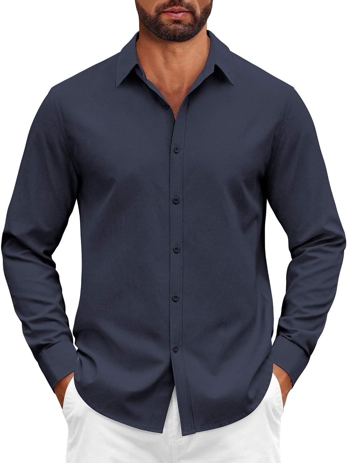 Thumbnail 6 de COOFANDY Chemise Homme à Manches Longues en Coton – Coupe Classique Boutonnée