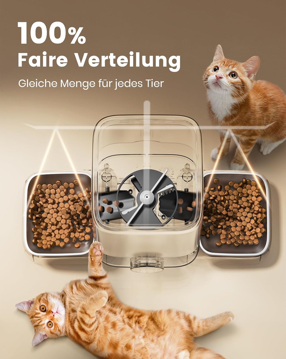 Thumbnail 2 de oneisall 5L Futterautomat für Katzen mit 2 Näpfen und 304-Edelstahl (bis zu 1–6 Mahlzeiten/Tag)