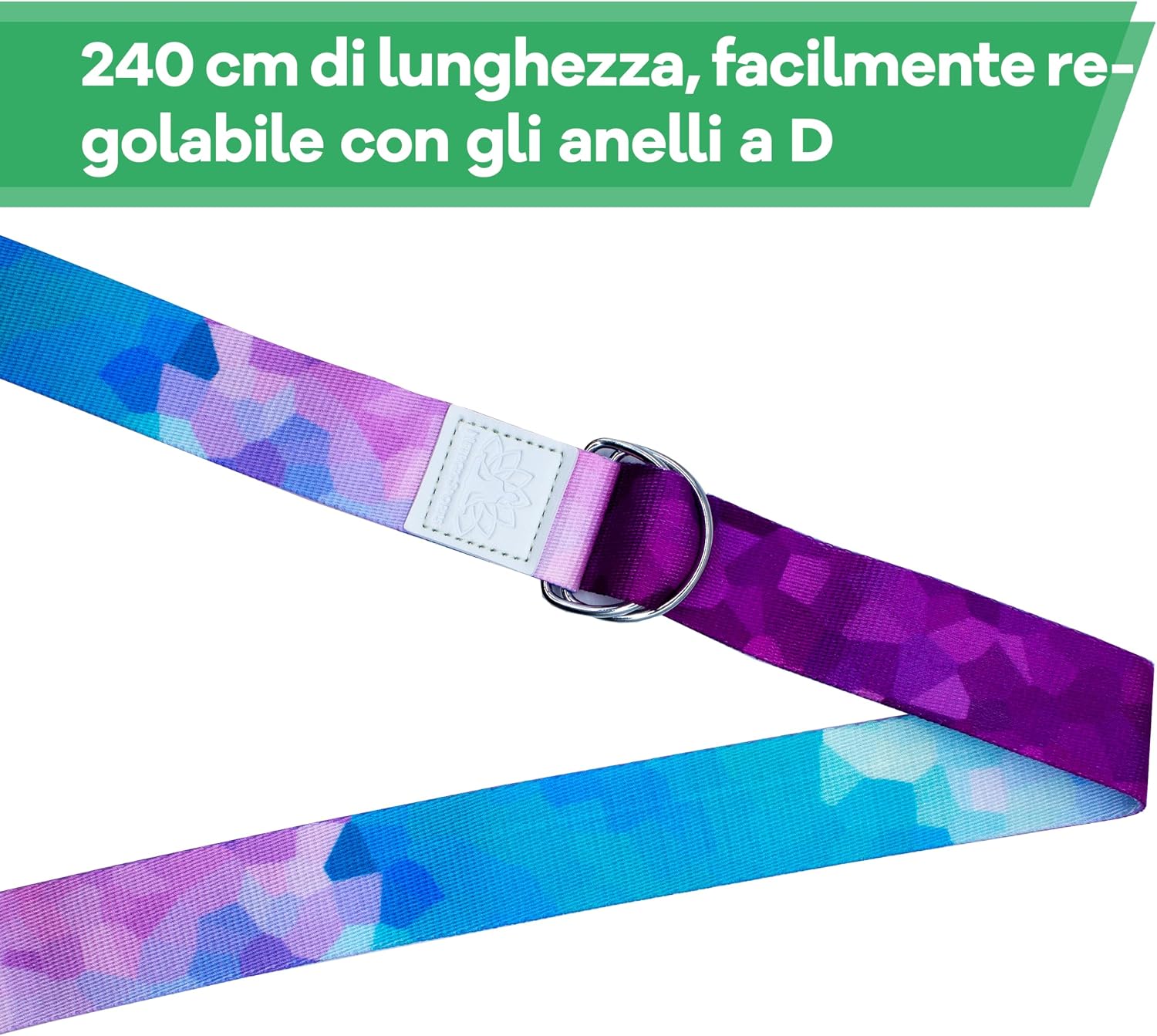 Detalle de NetroxSports® Cinghia Yoga Cotone – Cinghie Yoga per allungamento (240 cm) con chiusura in metallo