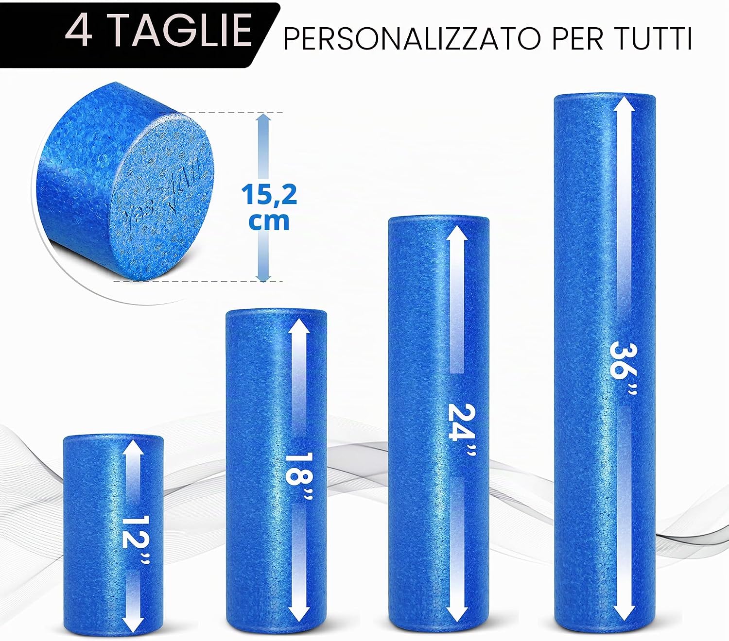 Detalle 2 de Yes4All Foam Roller: Rullo in Schiuma EP P Ultra Leggero, disponibile in 30,5 cm | 45,7 cm | 60,9 cm | 91,4 cm
