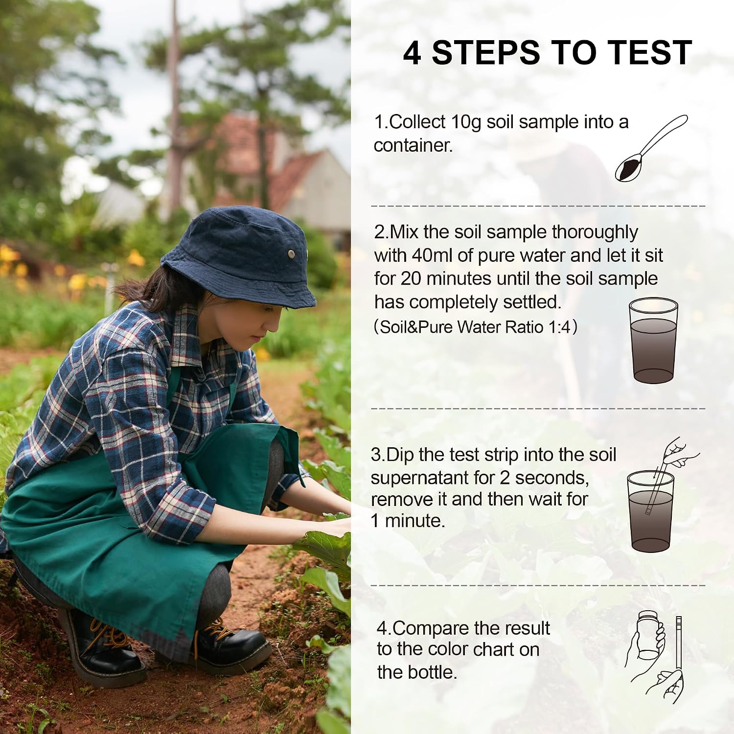 Detalle de Soil pH Test Kit (3-9 Range) – 125 Strips for Quick & Accurate Soil Testing